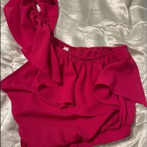cute pink one shoulder boutique too size small
